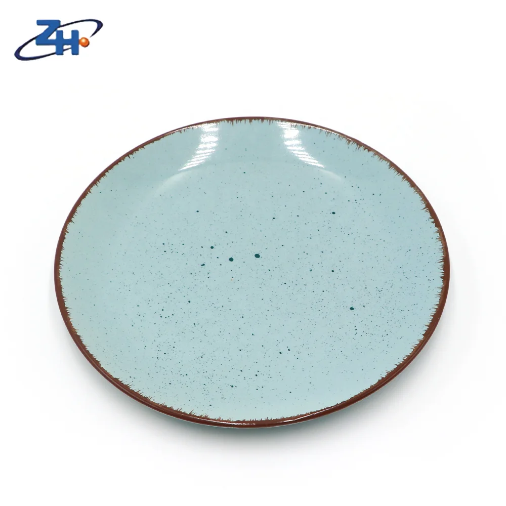 Dinner Plates Porcelain Plates Minimalist Customized Giveaways Custom Logo Ceramic Edge Ceramic for Hotel Restaurant Brown