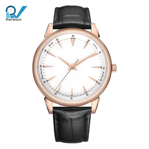 Stainless Steel Vintage Fashion Watch Ronda Movement Sapphire Crystal 5BAR Water Resistant Unisex Silicone Leather Strap Brushed