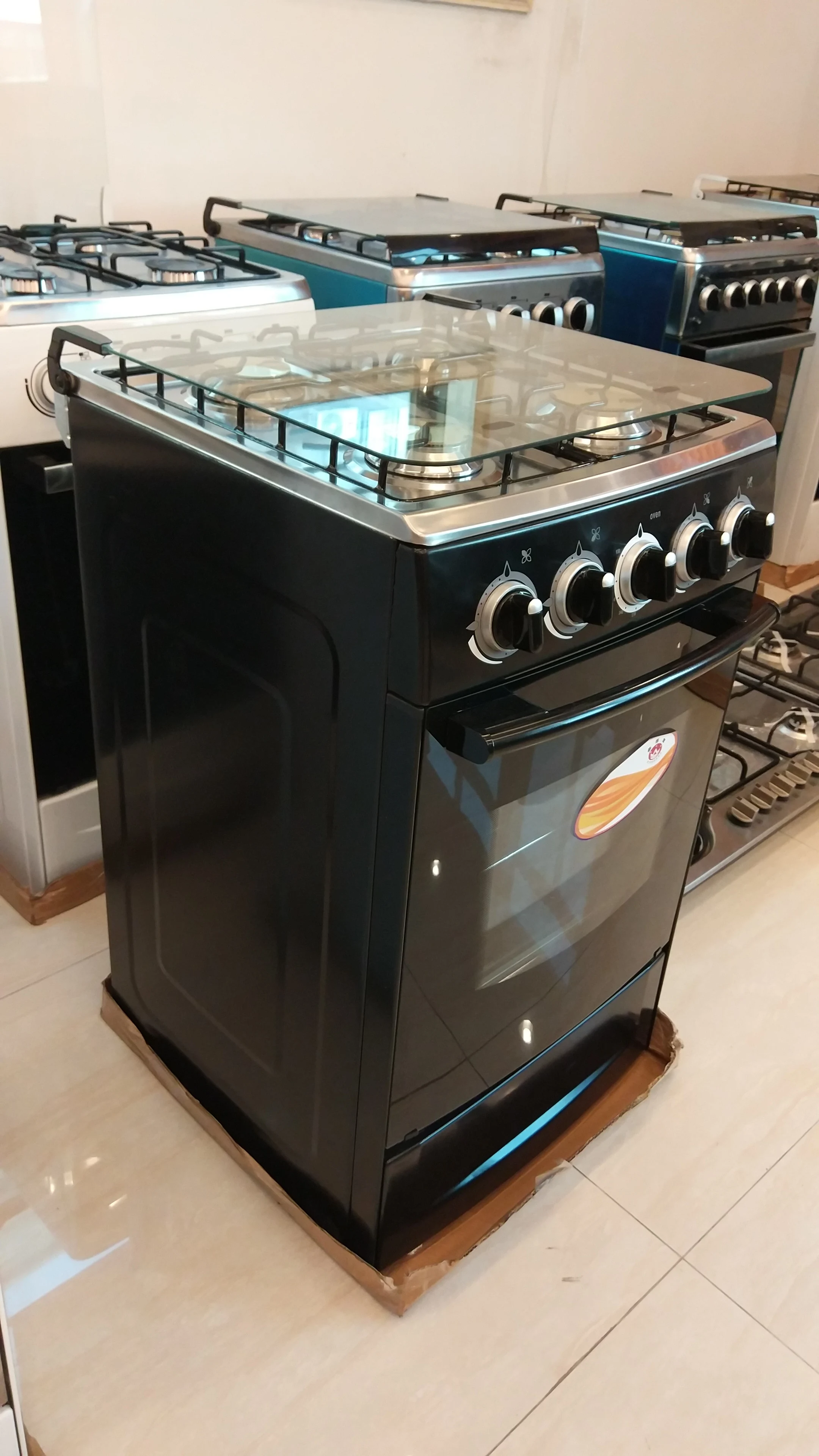 50x50' Big Capacity 60L 20 Inch 4 burner Free Standing Gas Cooker with Oven with Glass Lid
