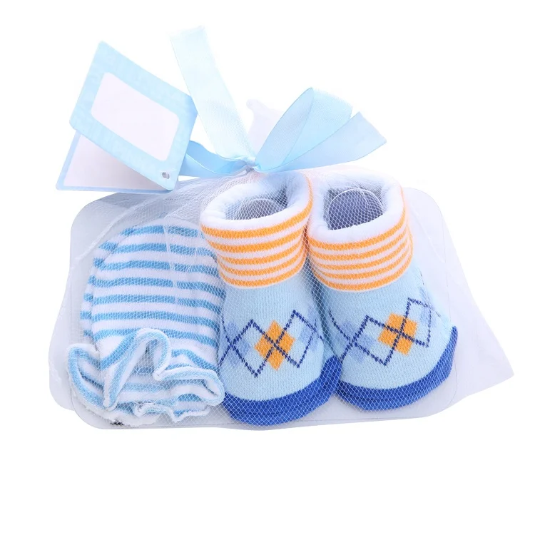Подарочная упаковка из 100% хлопка, вязаные детские носки с варежками