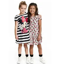 Hot Sale New 2016 summer girl dress Mouse print grey baby girl dress children clothing children