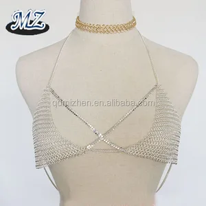 2017 Fashion Handmade Zinc Alloy Chain Necklace Bikini Chainmail Body Chain Jewelry for Women Wedding Party Gift CN;SHN