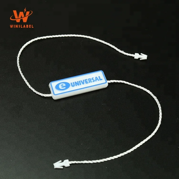 Factory Wholesale Swing Hangtag Loop Cord Lock High Quality Unique Design Garment Plastic Security Seal String Tags for Clothing