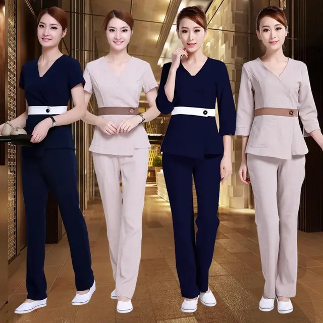 Sexy Spa Massage Uniform Waitress Salon Vest Tunic Tops
