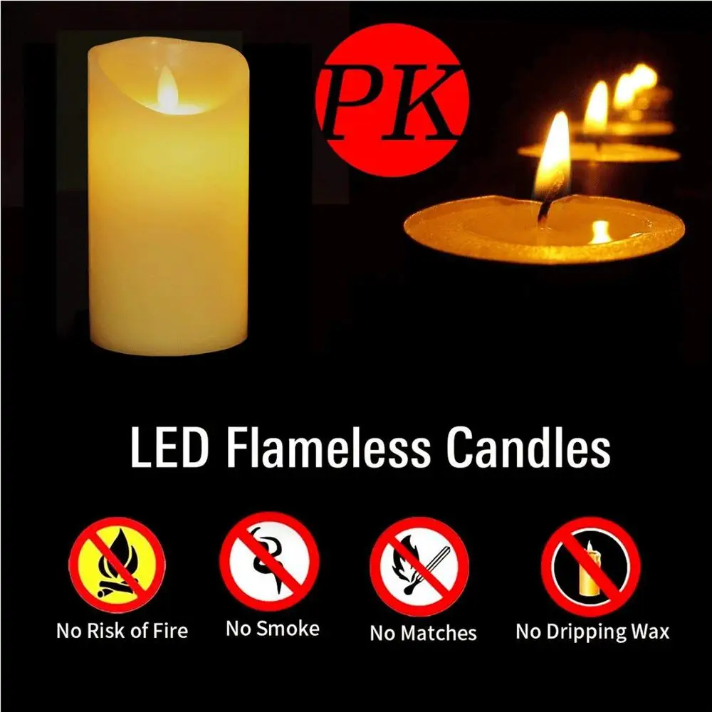 Battery Operated LED Candle Flickering 2AA Battery Flameless Candles With Timer