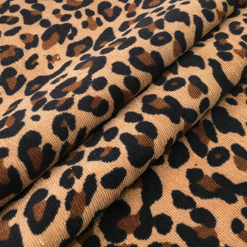 Customized Digital Printed Leopard Print Corduroy Fabric