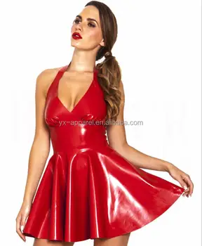 hot sale short sexy hot red dresses sexy red pvc vinyl dress
