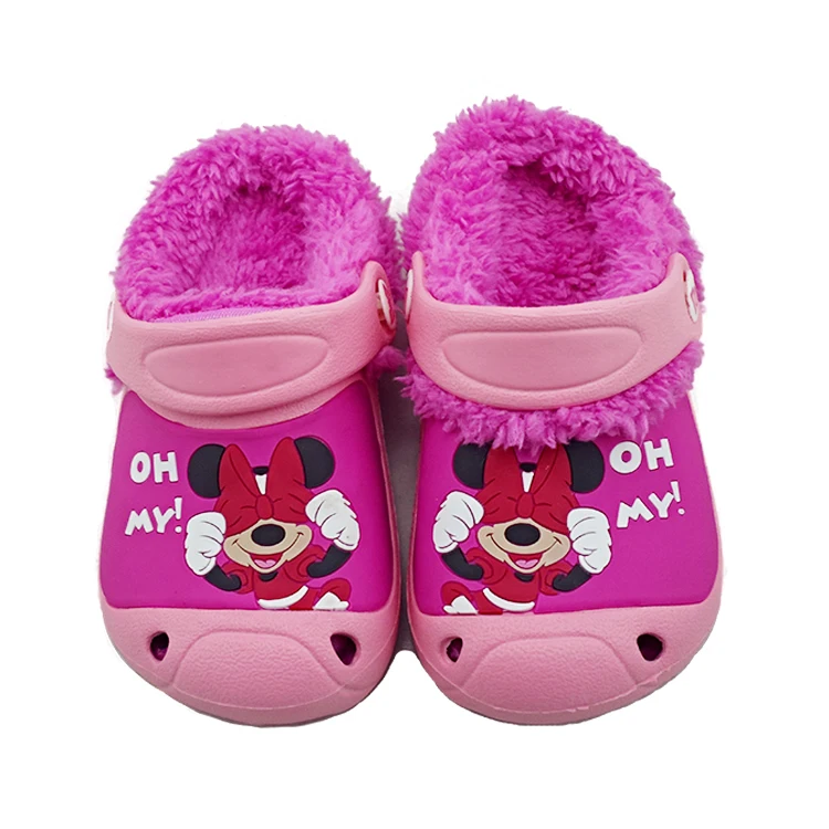 Детская зимняя плюшевая подкладка eva, пушистая обувь с мультяшным рисунком