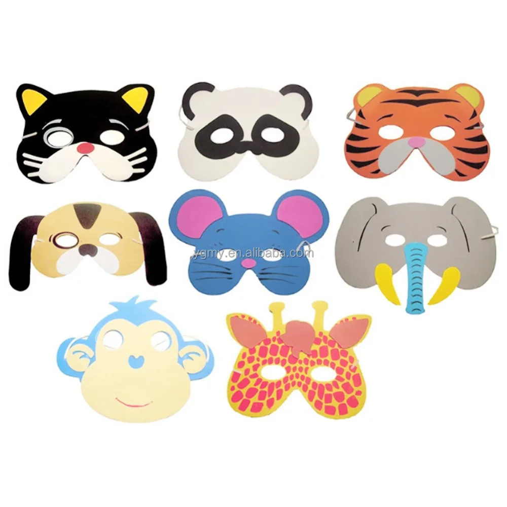 12pcs Mask Birthday Party Supplies Paper Animal Masks Cartoon Kids