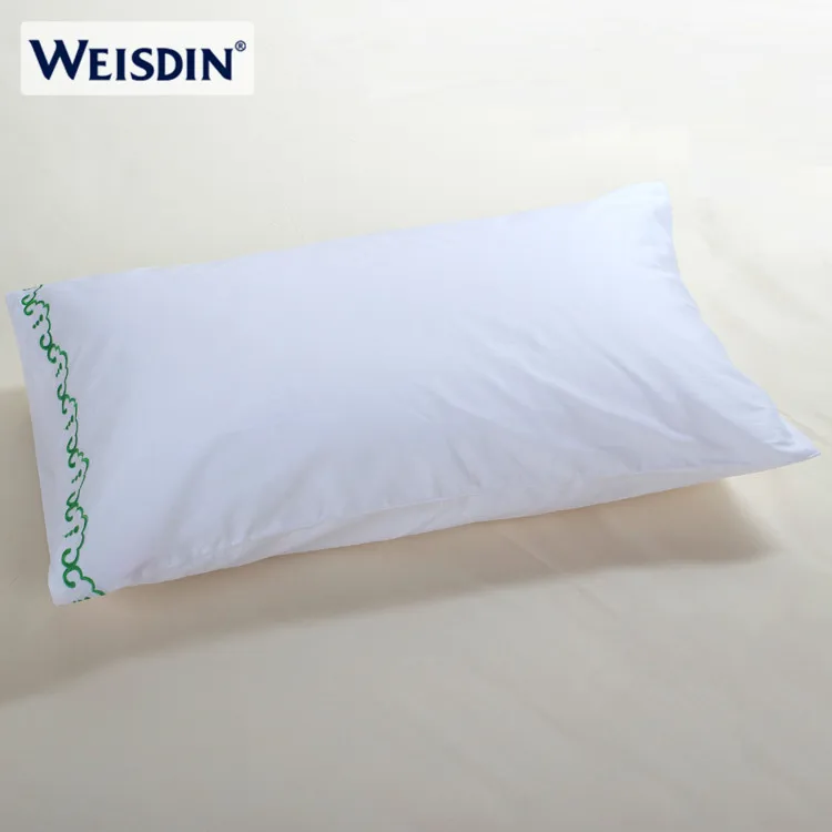 Китай поставщиков вышивка наволочка 300 нить ткань сатин белый отель custom