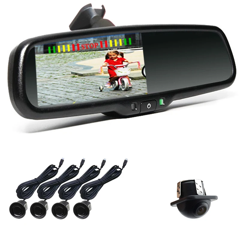 Rearview Mirror Display,Auto Rear View Mirror Car Video Monitor 5inch 2 Input Channels ABS Universal for Car Trunk DC12‑24V 
