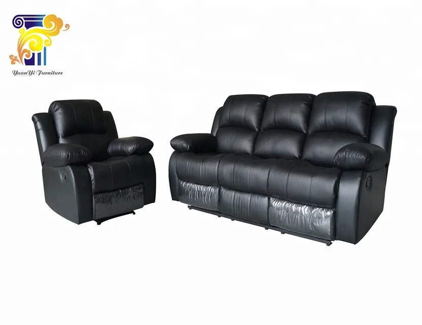 Hot Sale Modern Relax Home Theater Living Room Furniture Recliner Top Real  Leather Sofa Set