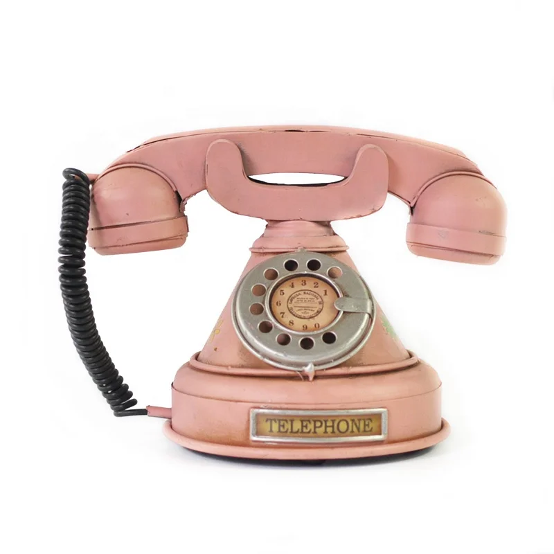 Hot Sale Pink Industrial Loft Retro Rotary Phone Model Metal Crafts Decoration Shop Cafe Living Room Telephone Figurine Ornament Buy Phone Model Phone Model Crafts Rotary Phone Model Product On Alibaba Com