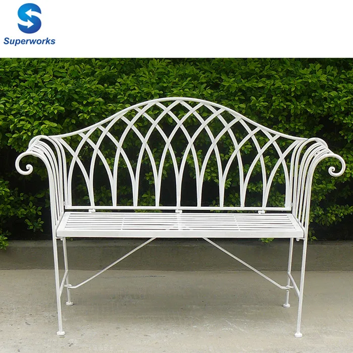 wrought iron 2 seater garden bench