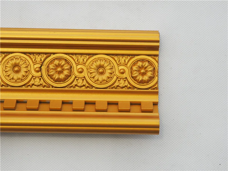 Customization Design Shining Golden Ps Plastic Large Size Crown Moulding for Ceiling Cornice Interior Decoration