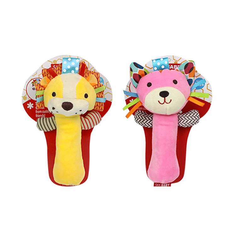 Мягкая погремушка SKKBaby в виде животного, детская игрушка, сжималка, вставка