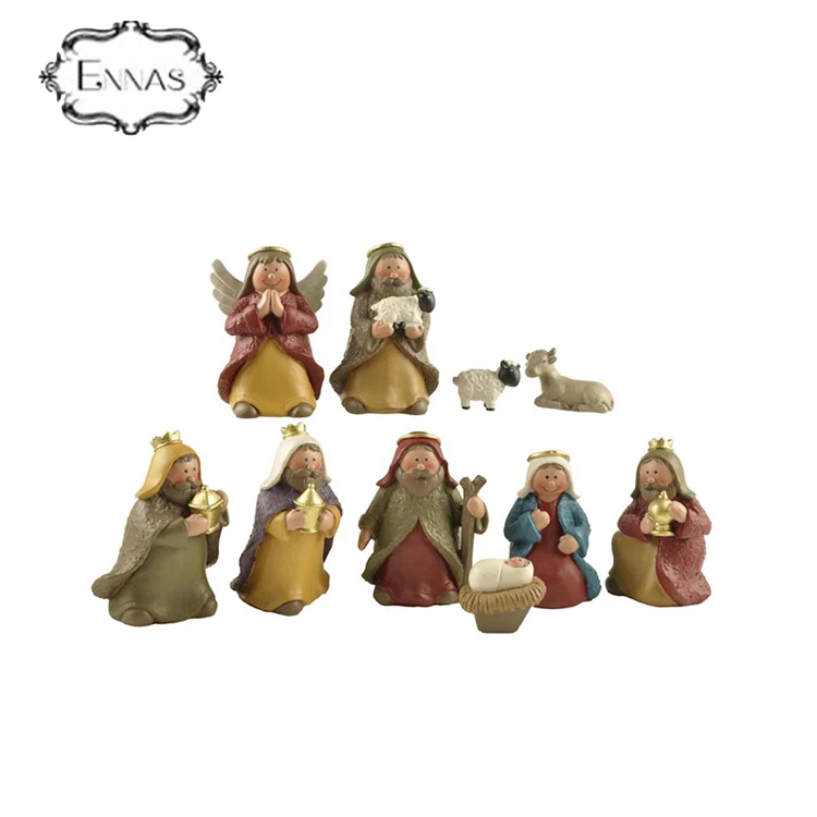 Polyresin Estátuas Religiosas Pintadas Figuras Em Miniatura De Resina  Presépio De Natal Conjunto - Buy Cena Da Natividade Da Resina Product on  
