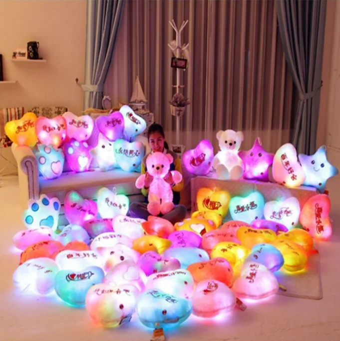 Светодиодный светящийся плюшевый мишка и любящее сердце плюшевые