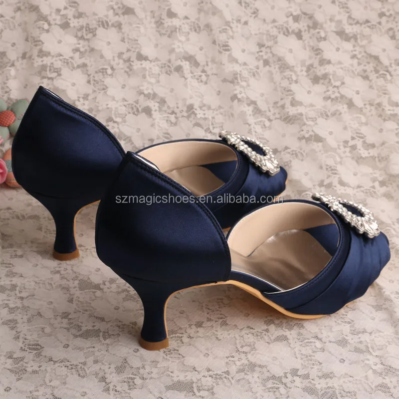 Navy blue chunky heel best sale