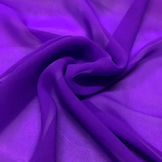 100% чистый шелк креп-Жоржет 10103 12 мм 55 дюймов шифоновая ткань окрашенный однотонный для шарфа одежды в фиолетовом