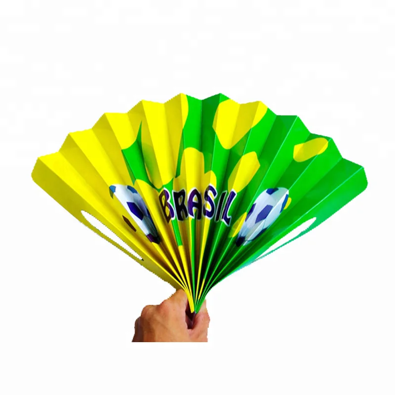 Free Sample Customized Football Fans Cheering Noisemaker Folding Hand Paper Fan Clapper