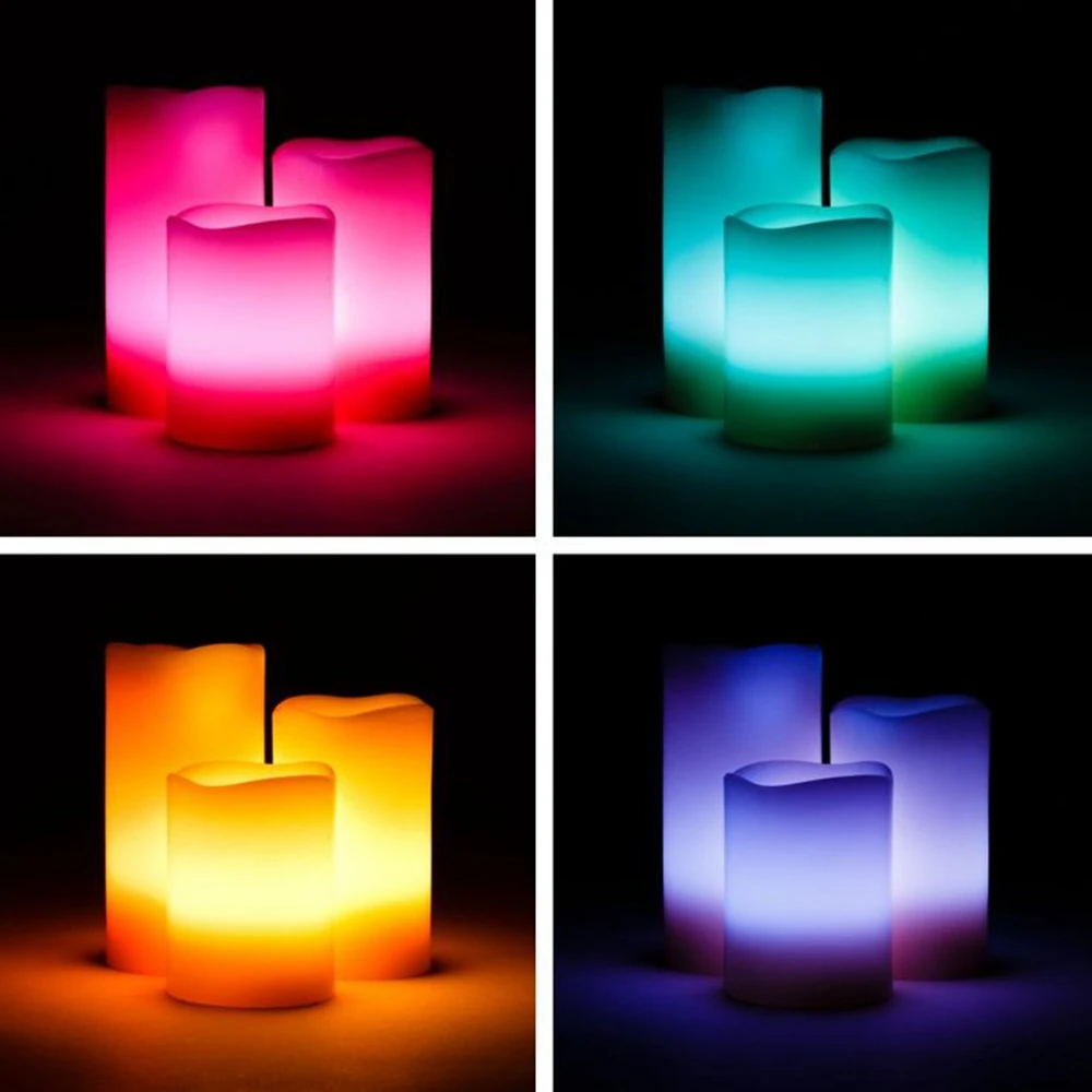 3Pcs Dancing Candle Flameless LED Real Wax Lights Candles Remote Light Home R8G9