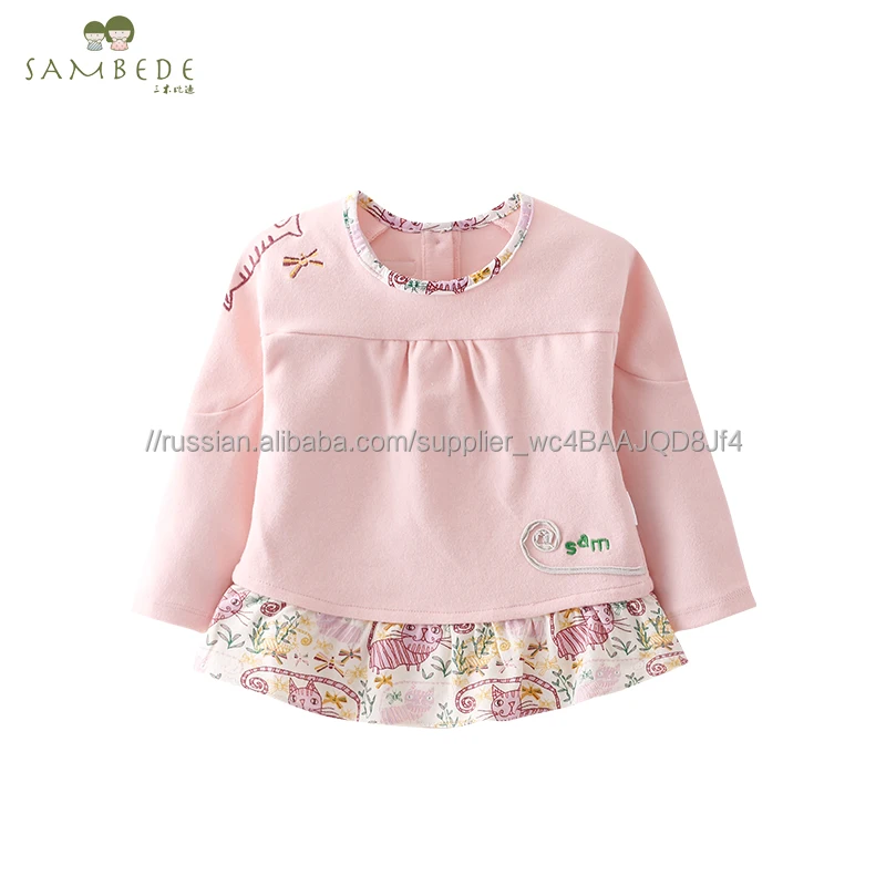 Sambede девушка шить Топы Футболка для маленьких девочек детская одежда осенние SM7Q30566