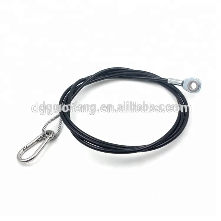 Подгонянный кабель спортзала покрынный черный Канат провода PVC стальной с карабином и петлей нержавеющей стали