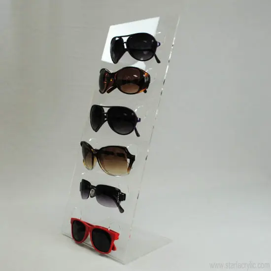 Marketing Holders 6 Tier Sunglasses Stand Warehouses Eyeglasses Slant Back Clear Display Acrylic Spectacles Safety Glass Labs
