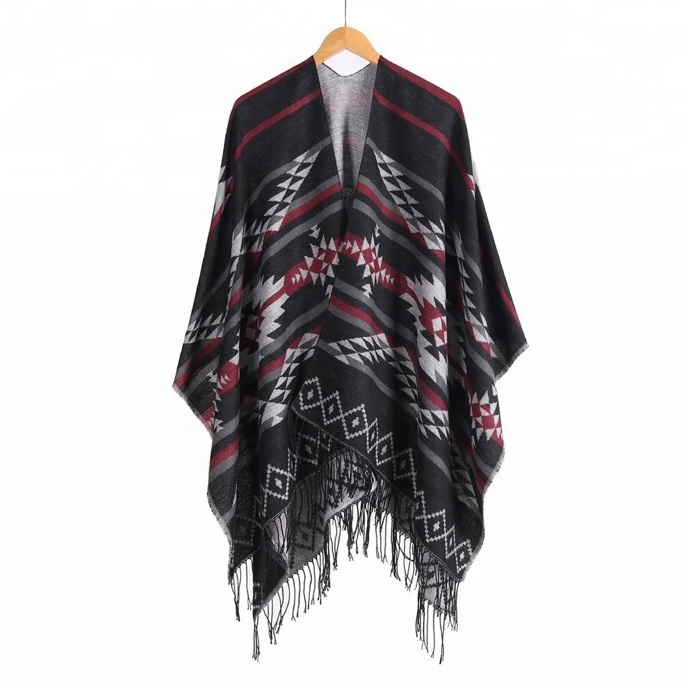 Новые стильные мексиканские кашемировые зимние пончо свитера Топы для женщин накидки