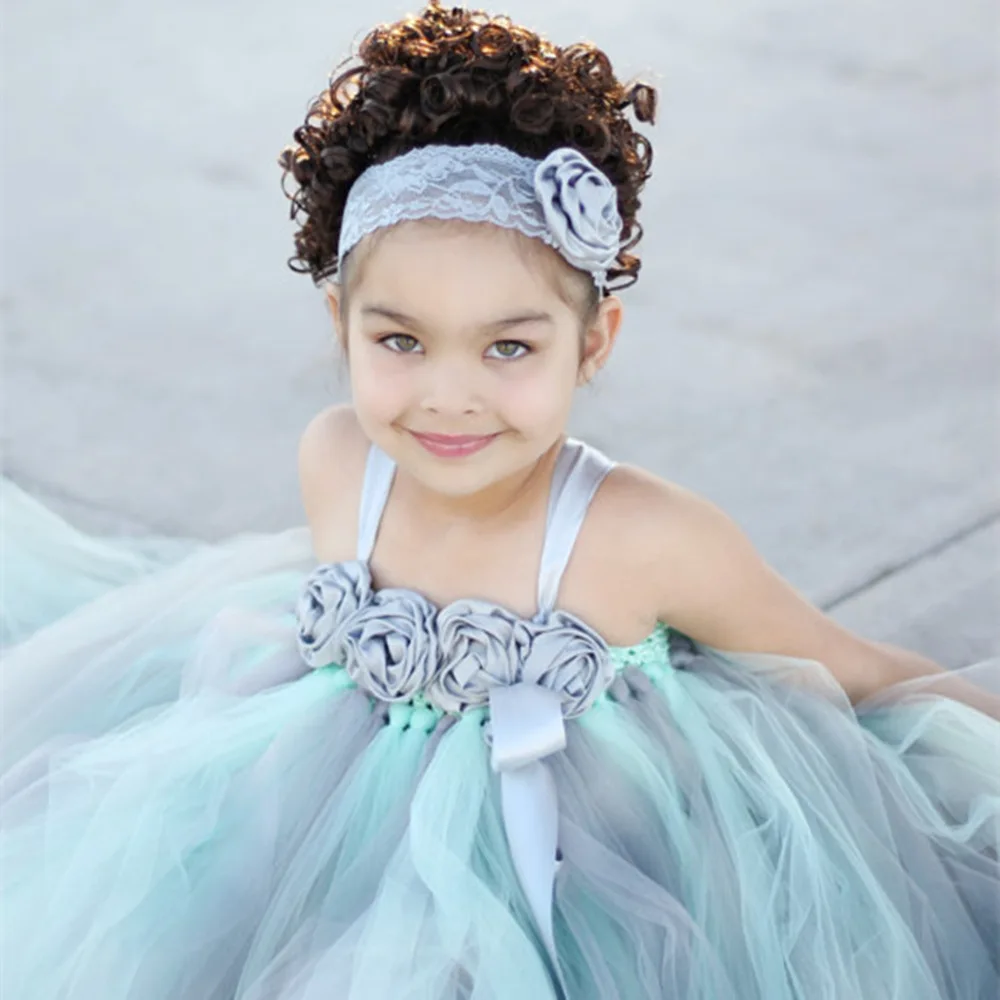 Mint Green Flower Girl Princess font b Dress b font Kid Party Pageant Festival Wedding Bridesmaid