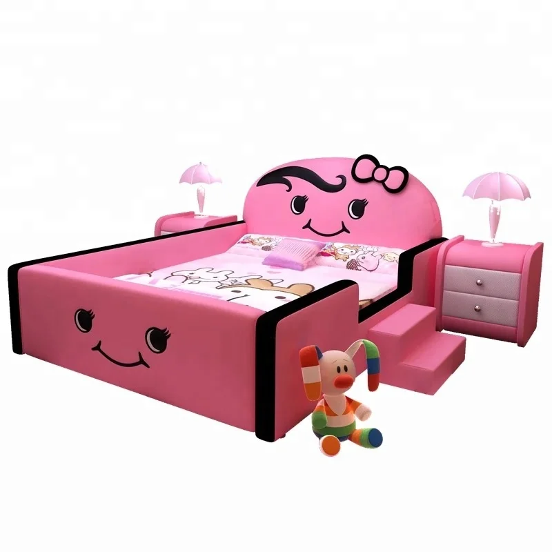Cartoon Bed Kids Furniture With Stair Lovely Girl's Bed Y22 - Buy Car Bed,Leather  Kids Bed,Cartoon Kids Bedroom Furniture Product on 