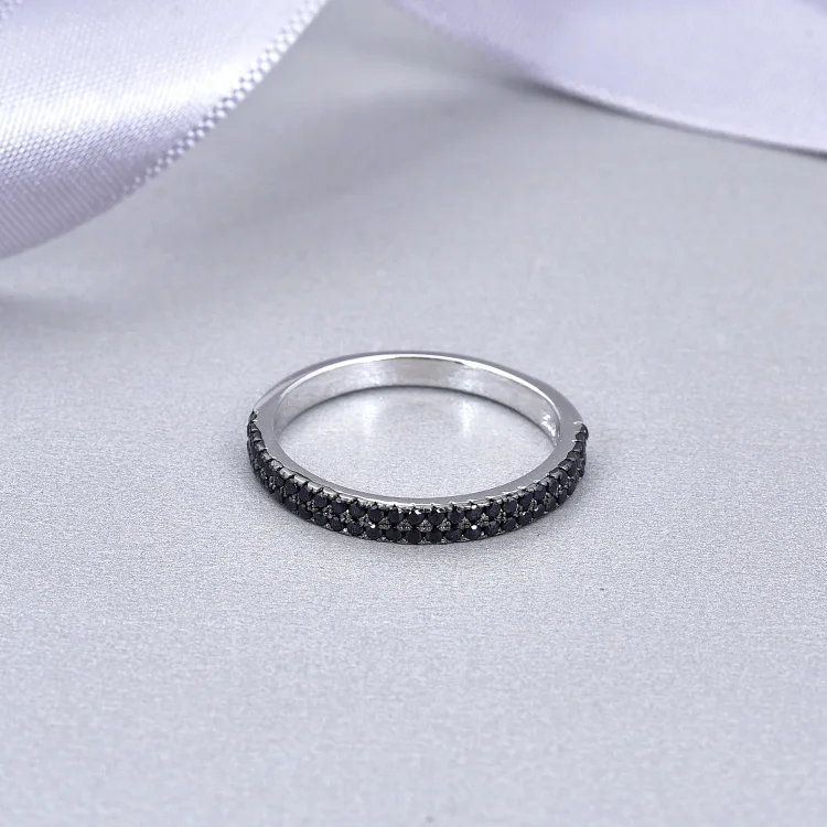 POLIVA Black Stone Onyx Diamond Female Finger Ring Design 925 Sterling Silver Beautiful Simple Fashion Zircon Engagement Wedding