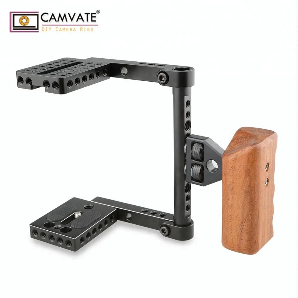 CAMVATE DSLR видео камеры Кейдж стабилизатор Rig с деревянной ручкой
