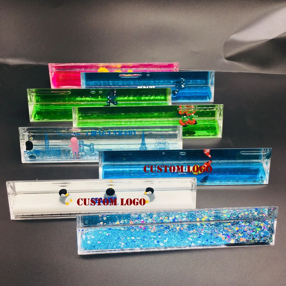 Пластиковая акриловая жидкая масляная треугольная линейка с 3d-поплавком в виде рыбы