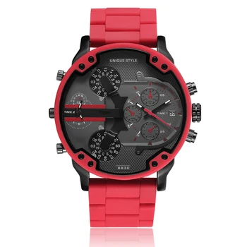 Designer Watches Famous Brands Men Luxury Dual Time Red Watch Date Waterproof Chronograph Red Quartz Sport Wrist Big Dial Watch