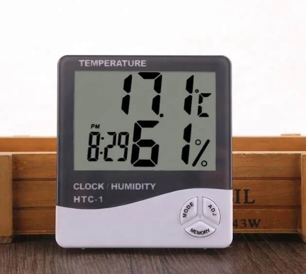 HTC-1 Digital LCD Thermometer Hygrometer Humidity Meter Room Indoor  Temperature Clock Wholesale