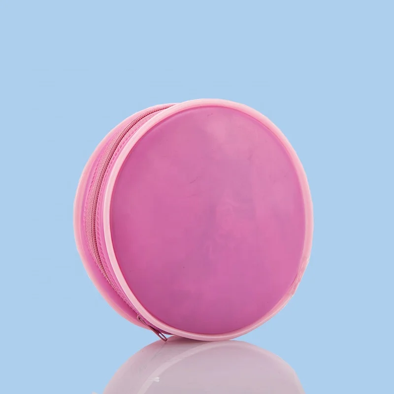 Lipstick Package Matt Round Cosmetic Bag Plastic Round Pouch clear pink Pvc Bag With Zip
