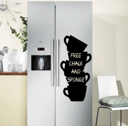  Lavagna lavagna frigo cucina sticker/adesivo da parete 40cm x 85cm / 16 x 34 Tazze di caffè  Black 