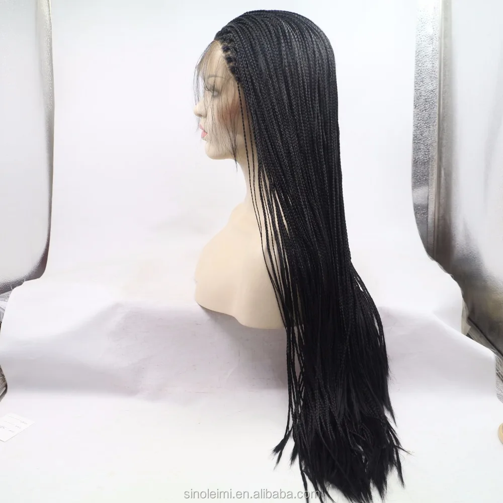 Черный синтетический кружевной передний парик 28 дюймов плетеные парики для черных