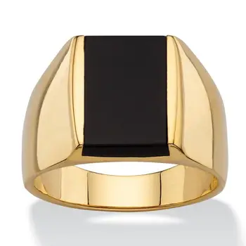 Men's Black Onyx Ring 14k Gold Overlay 925 Silver Man Ring