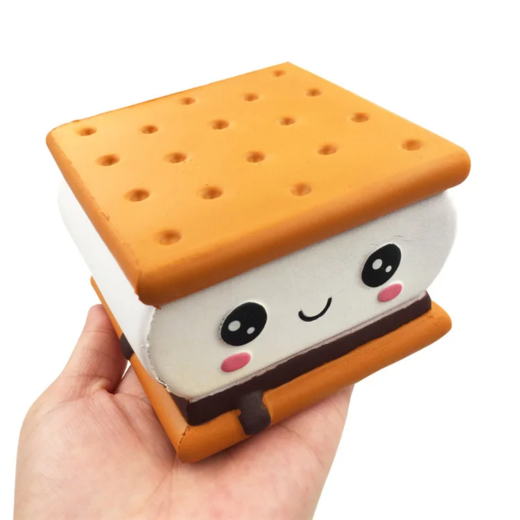 Promotion Anti Stress Release Cartoon Sandwich Biscuit Slow Rising Squishies Simulation Food Wholesale Squishy  Biscuits