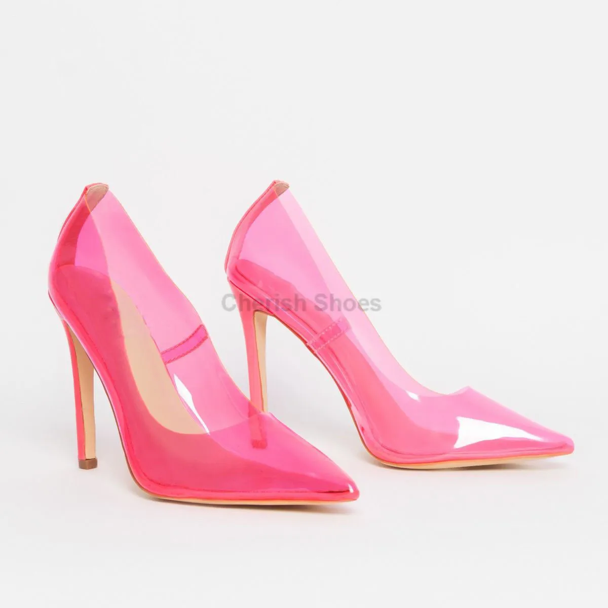 Stiletto Heels With Pointed Toe And Clear PVC Pumps In Pink, Blue, Neon  Yellow Slip On Patchwork Shallow Blush Pink Heels Wedding For Women From  Hemegot, $74.38 | DHgate.Com