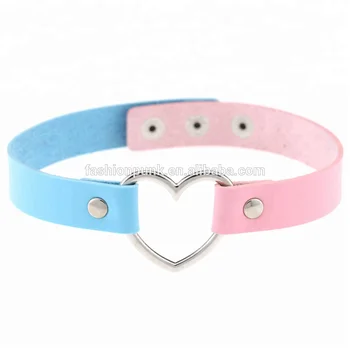 Mixed Colors Punk Gothic Leather Choker Heart Ring Spike Rivet Buckle Collar Necklace