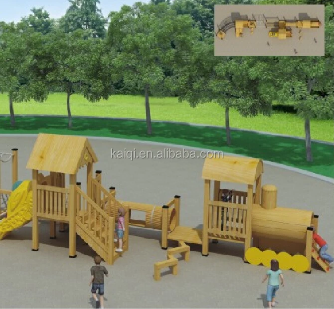 outdoor wooden train