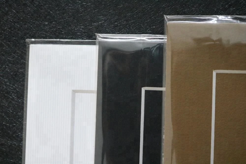 wholesale uncut or precut matboard passepartout with opp plastic bag manufacture