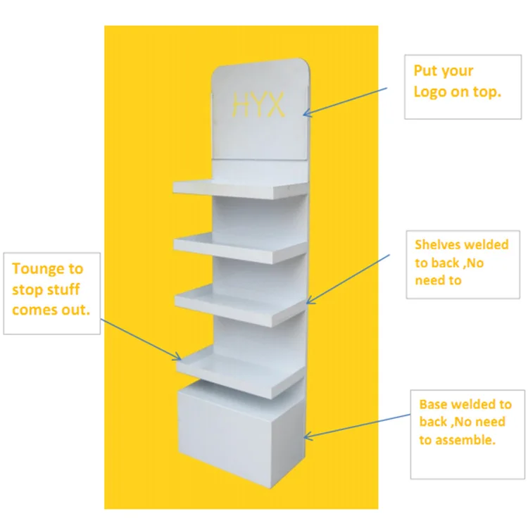 Customized Metal Floor 5 Racks Display For Solution Medicine Products