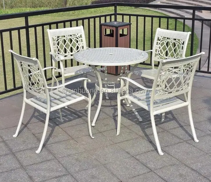 white cast aluminum patio dining sets