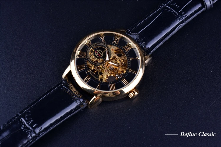FORSINING Orologio Meccanico Automatico Uomo Scheletrato - Cassa 43mm, Cinturino In Pelle, Impermeabile 30m - Regalo Con Confezione
