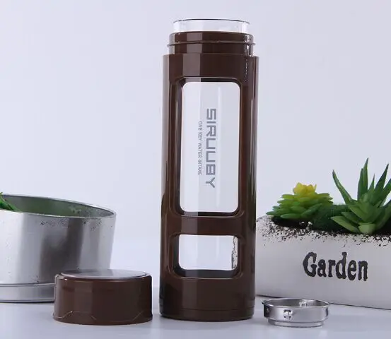 Color Transparent Borosilicate glasses Custom Glass Water Bottle with Plastic lid